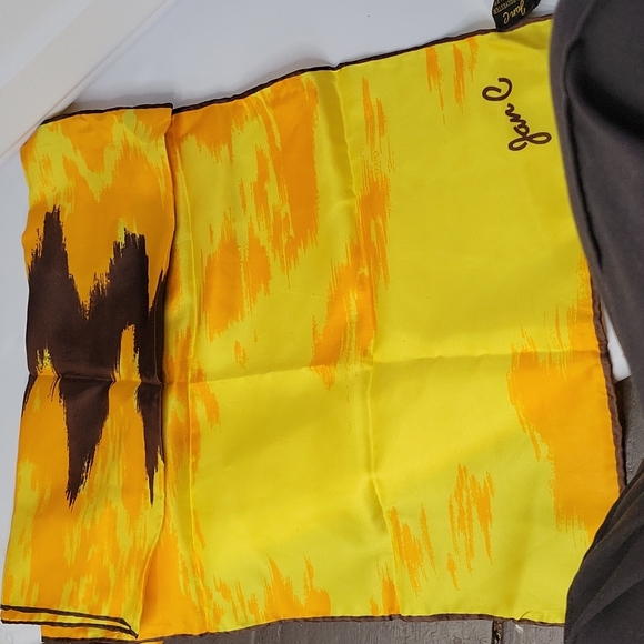 Vintage Jan C Watercolor Scarf - Orange, Yellow, Brown - Picture 3 of 4